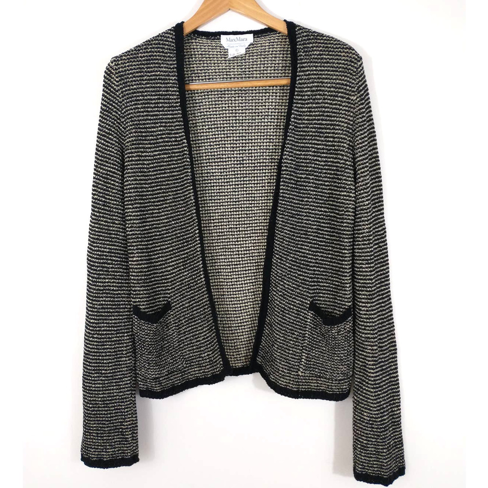 MaxMara Black and White Striped Cardigan